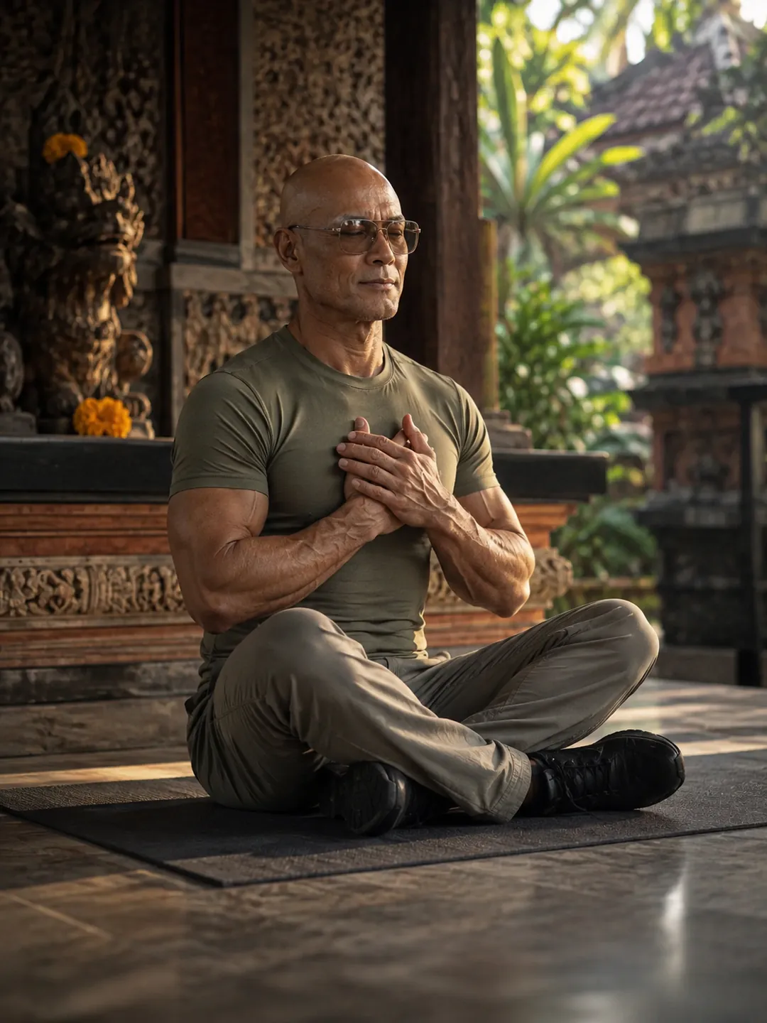 Deddy Corbuzier di meja sarapan, mencatat makanannya lewat ponsel.