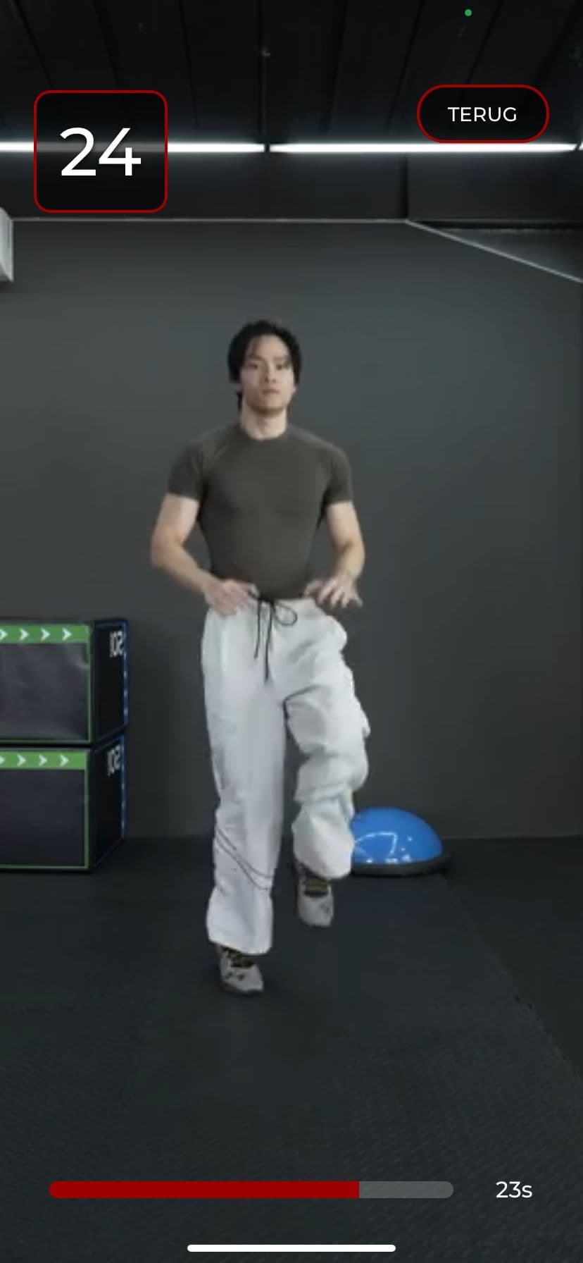 The camera counts your reps live during a workout